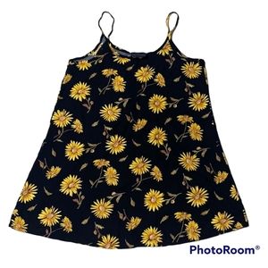 Anxiety Black Sunflower Tank Top sz L